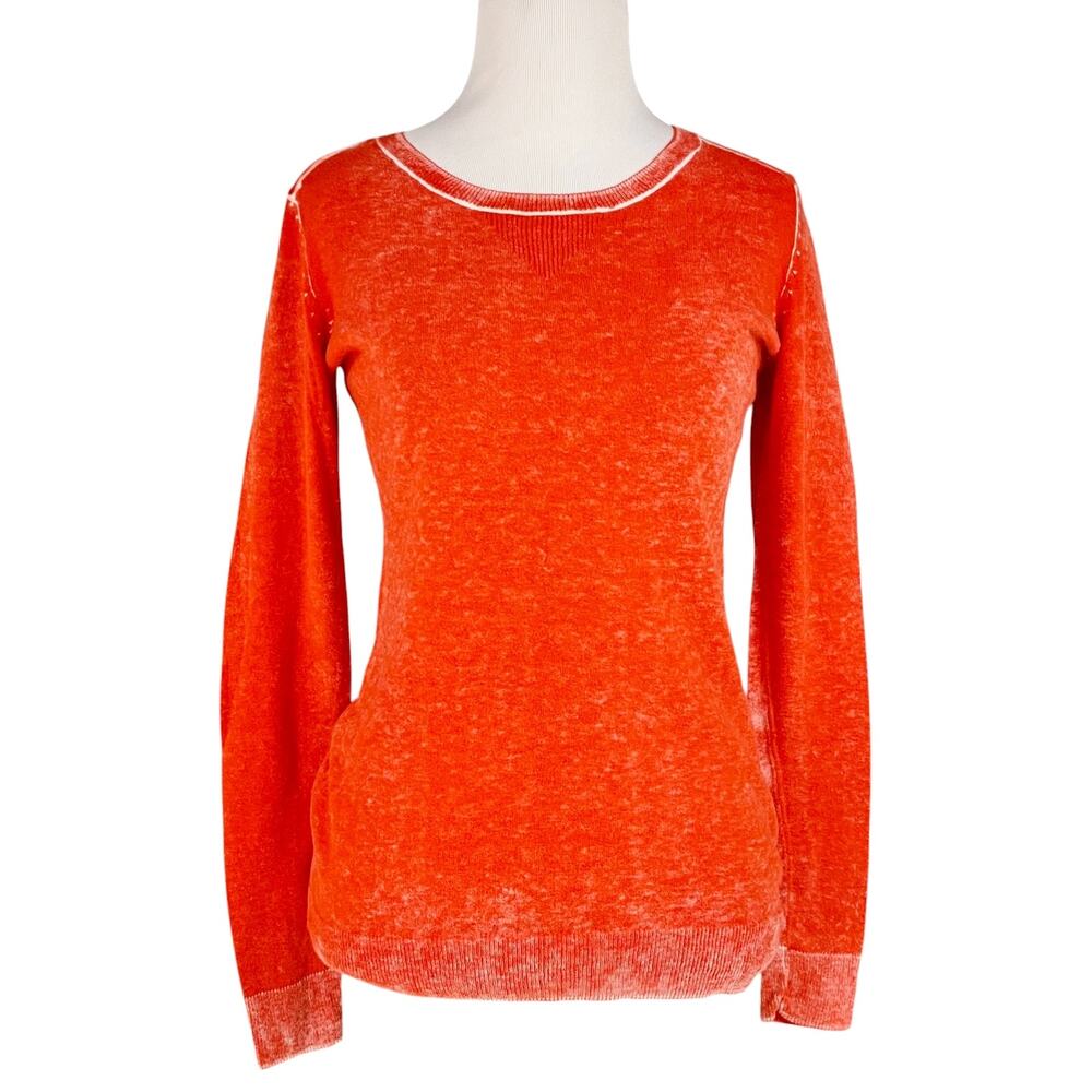 GAP Garment Dyed Orange Soft Thin Cotton Sweater Top Size XS